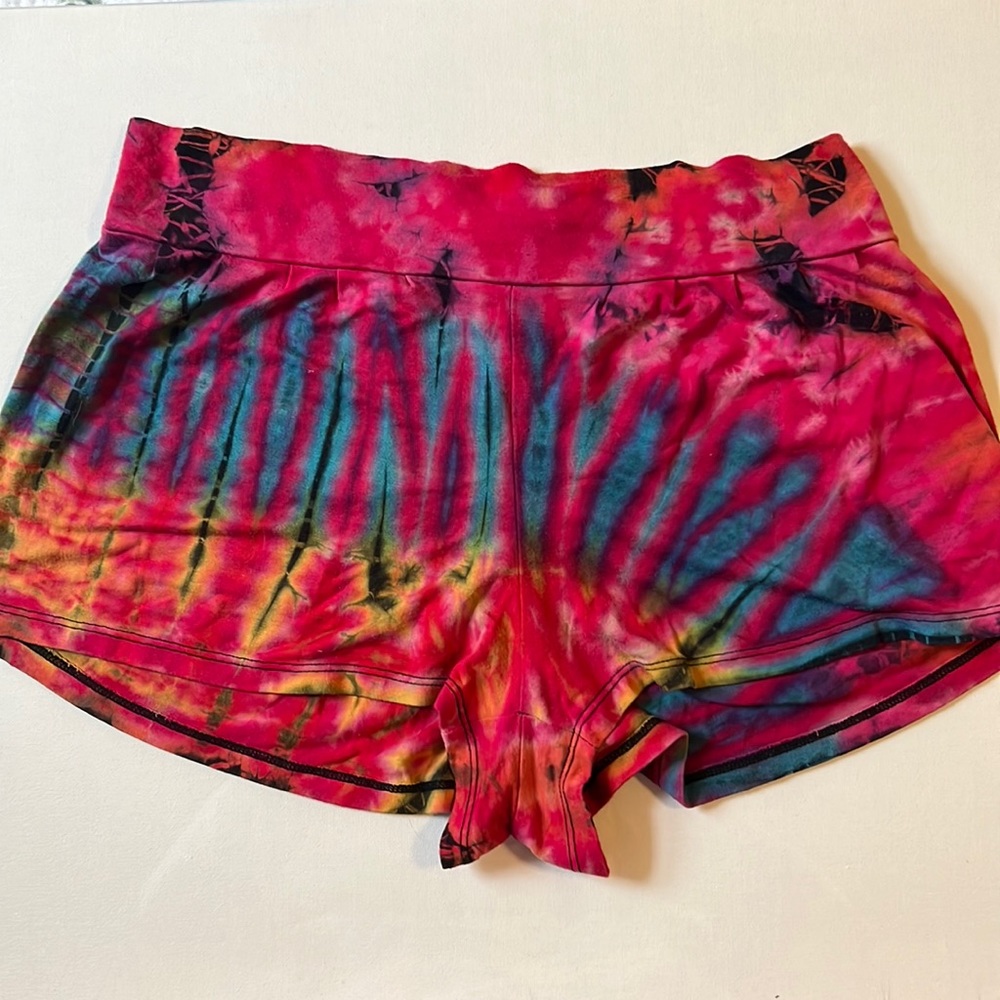Tie-dyed festival shorts